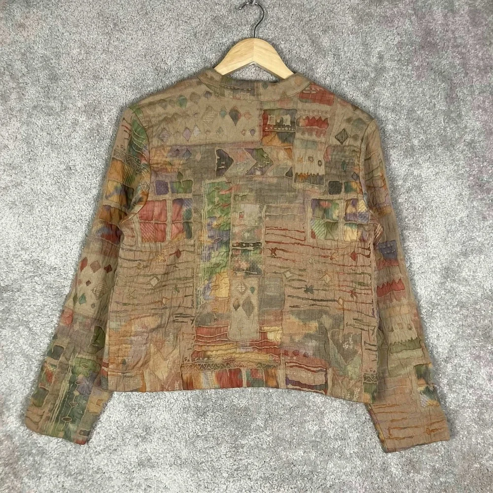 Vintage Orvis Women Tapestry Jacket Multi Color Abstract Geometric Button Front - Picture 7 of 13